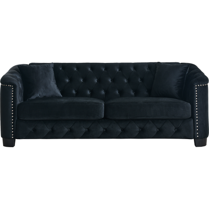 3-seater + 3-seater Combination sofa.Velvet black