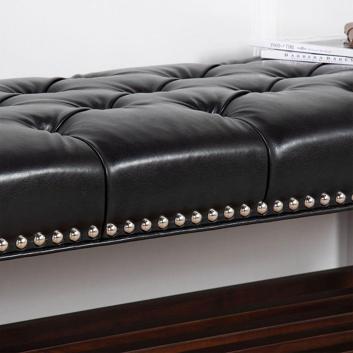 Wooden Base Upholstered Bench for Bedroom for Entryway