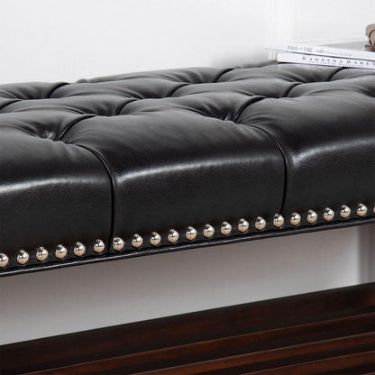 Wooden Base Upholstered Bench for Bedroom for Entryway