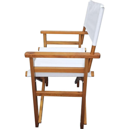 Folding Chair Wooden Director Chair Canvas Folding Chair Folding Chair 2pcs/set populus + Canvas (Color : White)