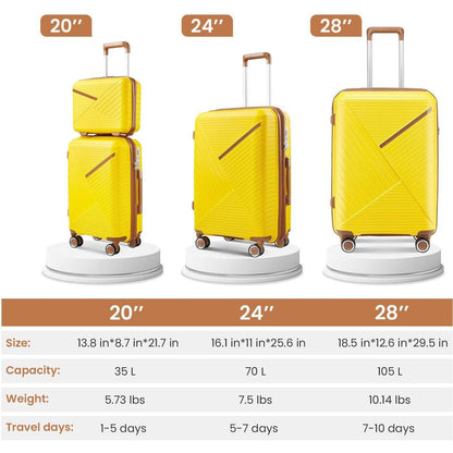 Luggage Sets 4 Piece(14/20/24/28), Expandable Lightweight Suitcase with 4 Double 360 Degrees Mute Spinner Wheels PP Materials Durable TSA Lock Travel Luggage