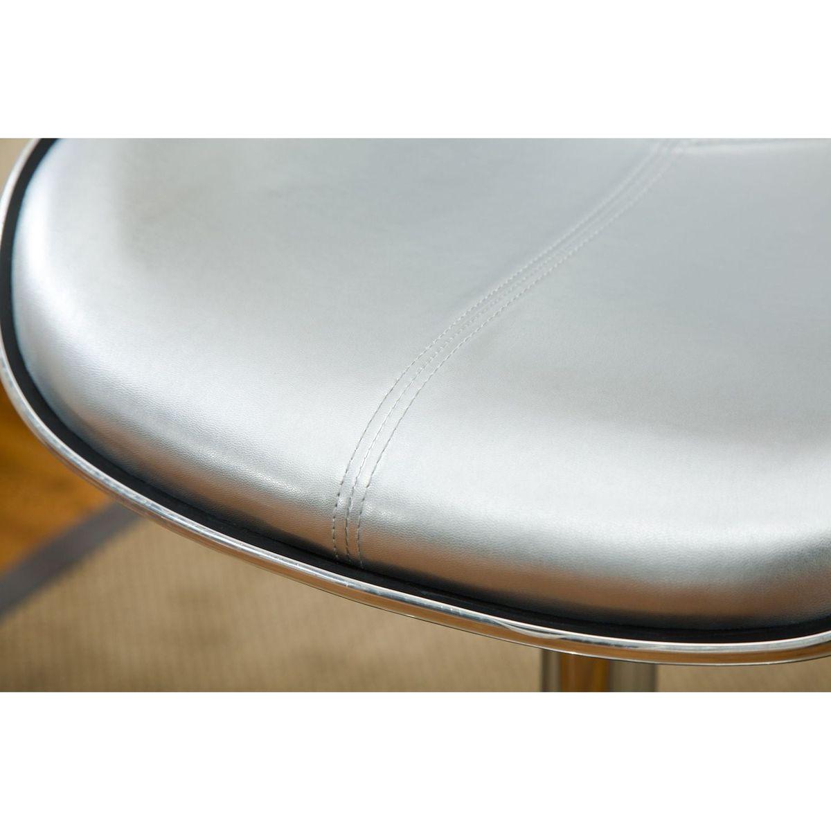 Masaccio Upholstery Airlift Adjustable Swivel Barstool with Chrome Base, Set of 2, Silver - Streamdale Furniture