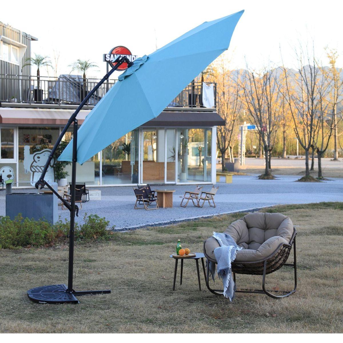 10ft Solar LED Offset Hanging Market Patio Umbrella (Light green)