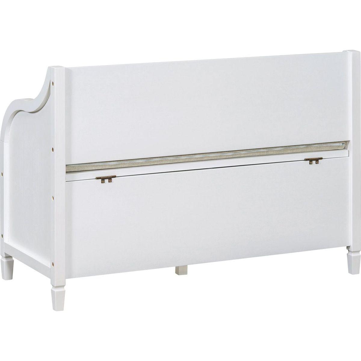 Rustic Style Solid wood Entryway Multifunctional Storage Bench with Safety Hinge (White+ Beige)