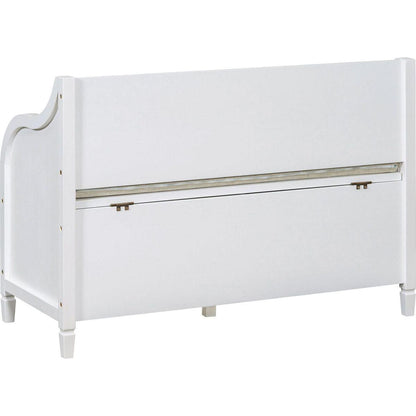 Rustic Style Solid wood Entryway Multifunctional Storage Bench with Safety Hinge (White+ Beige)