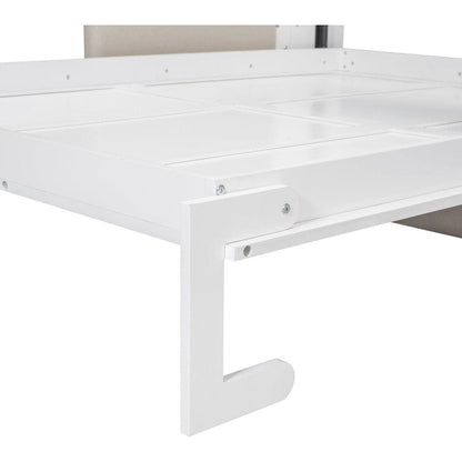Queen Size Murphy Bed Wall Bed with Cushion, White