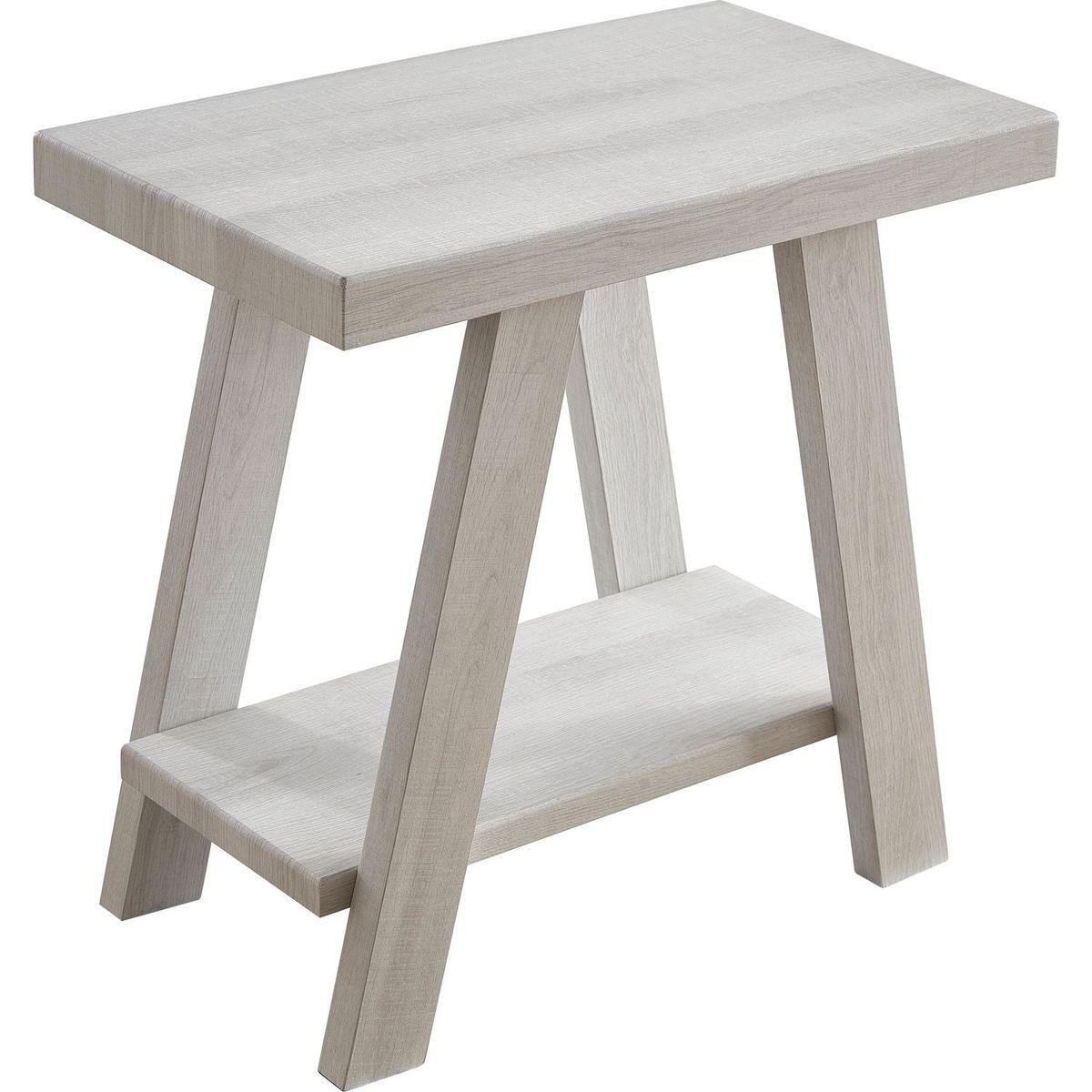 Athens Contemporary Wood Shelf Side Table in White Finish