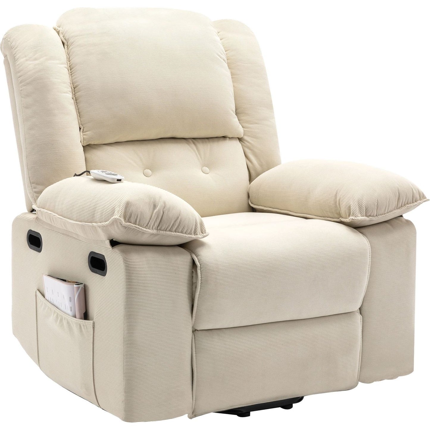 Massage Recliner,Power Lift Chair for Elderly with Adjustable Massage and Heating Function,Recliner Chair with Infinite Position and Side Pocket for Living Room, Beige