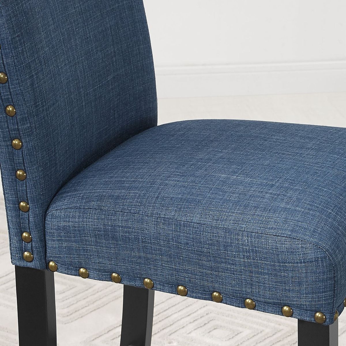 Biony Fabric Dining Chairs with Nailhead Trim, Set of 2, Blue