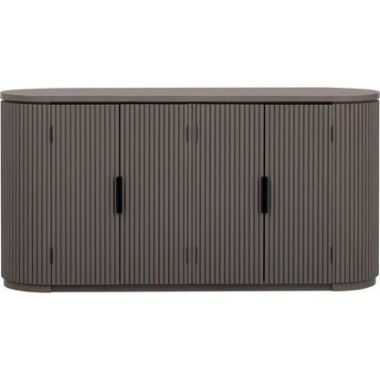 Vertical Striped Door Storage Cabinet with Metal Handles, Adjustable, Suitable for Study, Entryway and Living Room