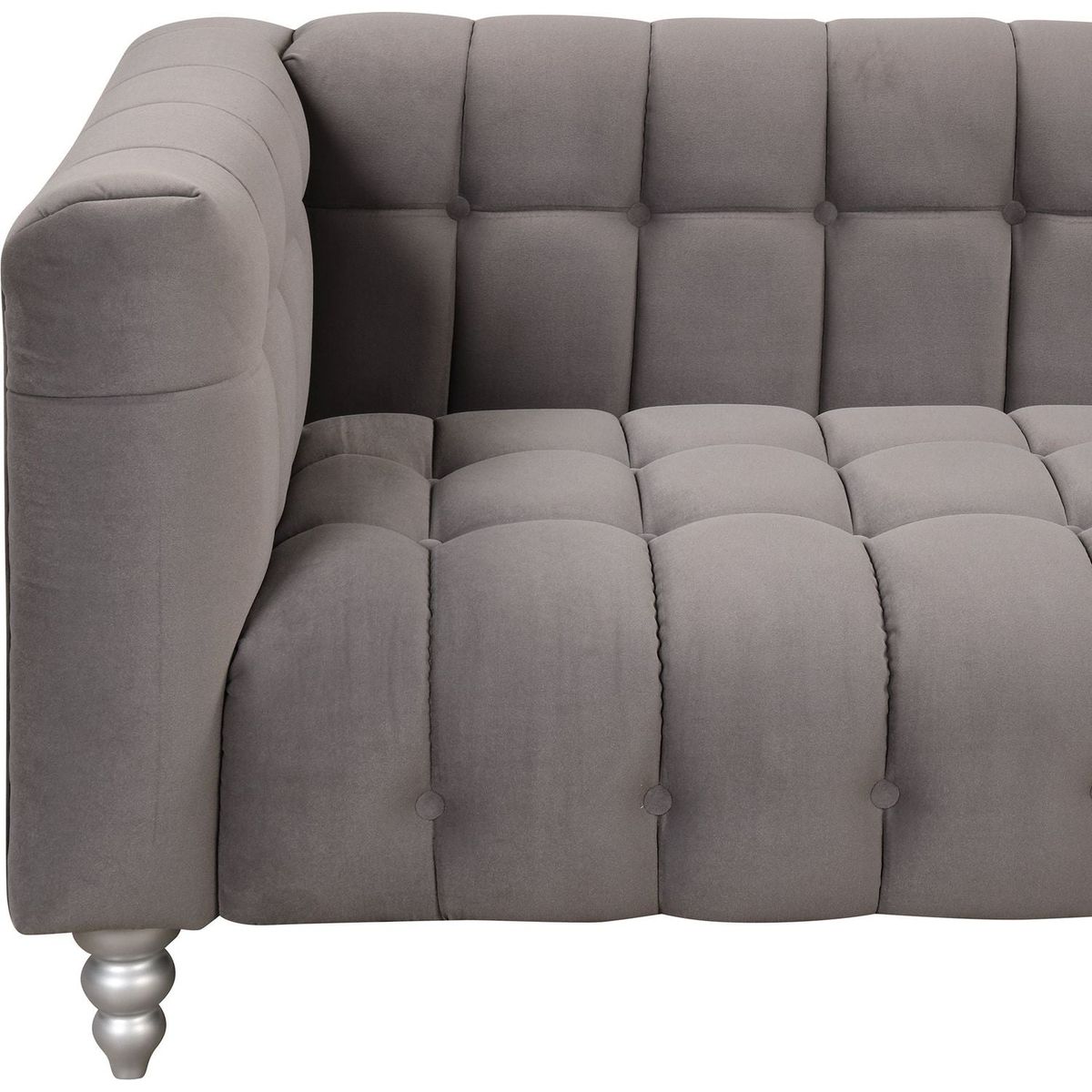 Modern 3-piece sofa set with solid wood legs, buttoned tufted backrest, Dutch fleece upholstered sofa set including three-seater sofa, double seat and living room furniture set single chair, gray