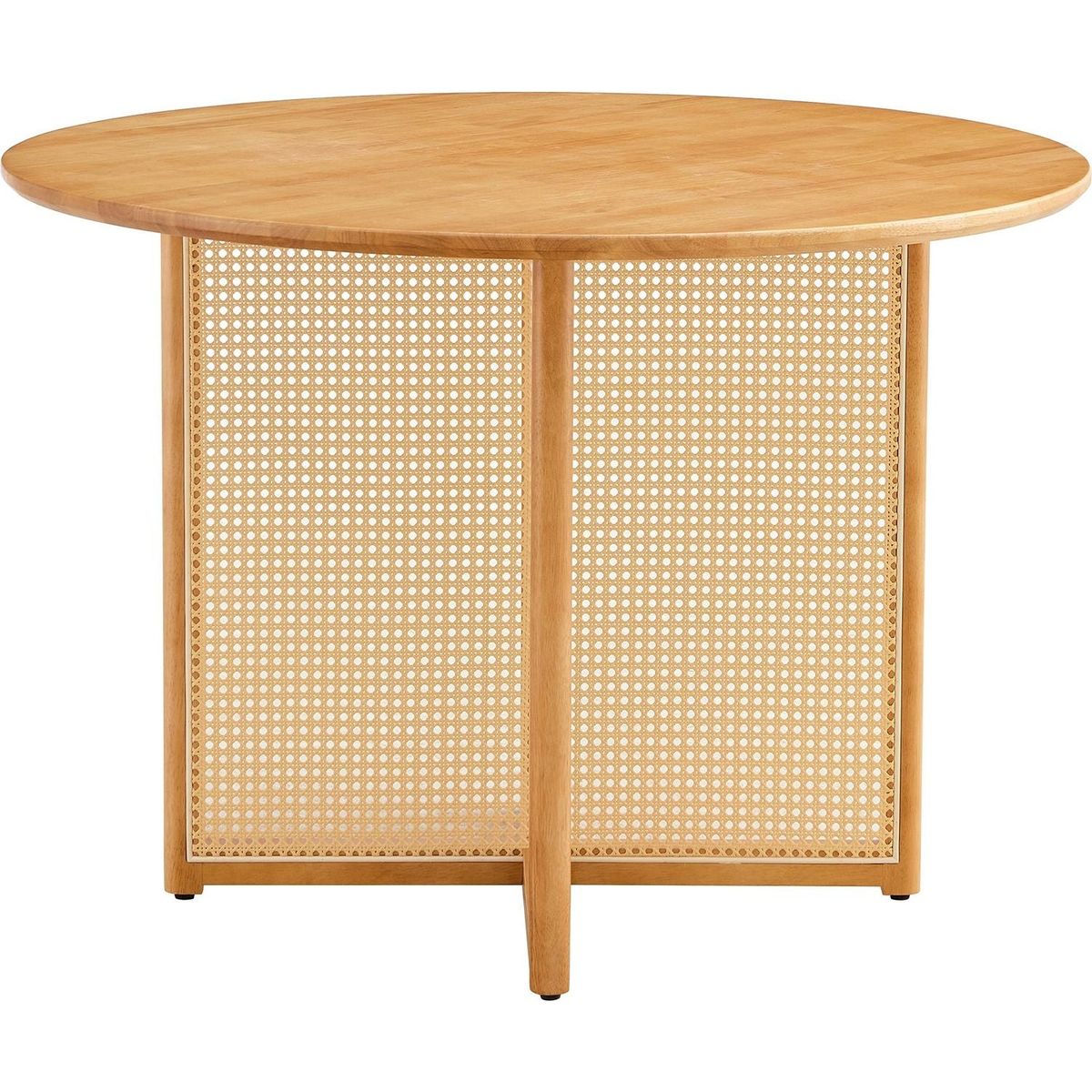 Chinese countryside retro solid wood round table, simple modern imitation rattan table, wooden table, desk. Suitable for dining room, living room, office