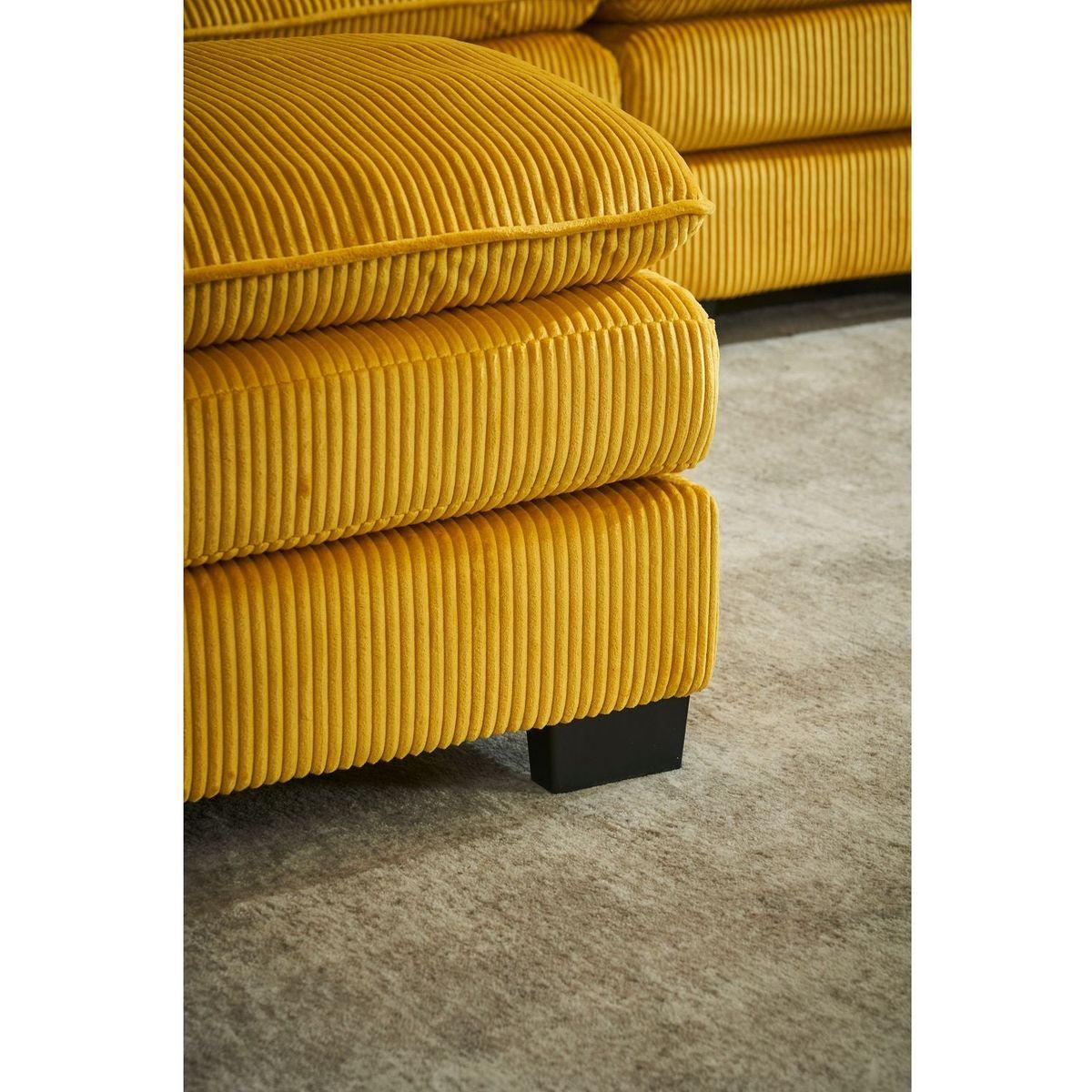 Modern U Shaped 6-seat Sectional Sofa Couch with one Ottoman and three toss pillows, Modular Sofa for Living Room,Corduroy sofa