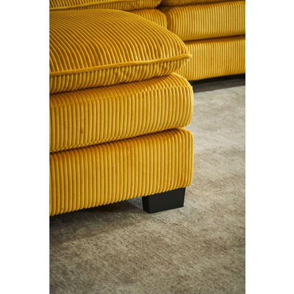 Modern U Shaped 6-seat Sectional Sofa Couch with one Ottoman and three toss pillows, Modular Sofa for Living Room,Corduroy sofa