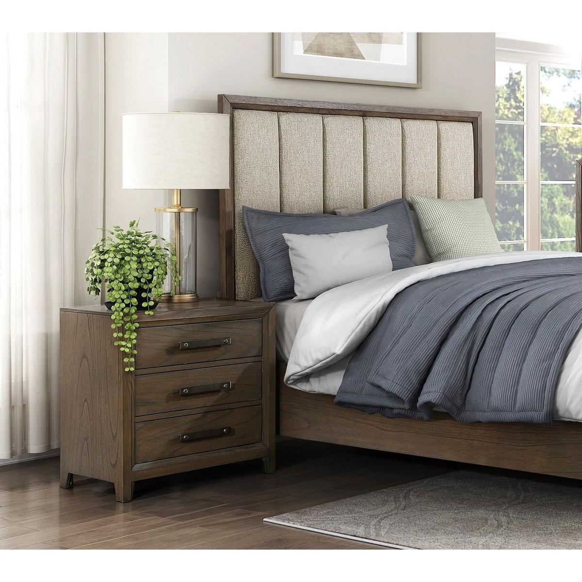 Dark Walnut Finish Nightstand of 3 Drawers Classic Design Bedroom Furniture 1pc