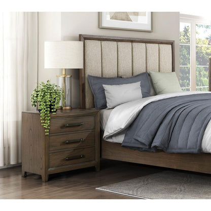 Dark Walnut Finish Nightstand of 3 Drawers Classic Design Bedroom Furniture 1pc