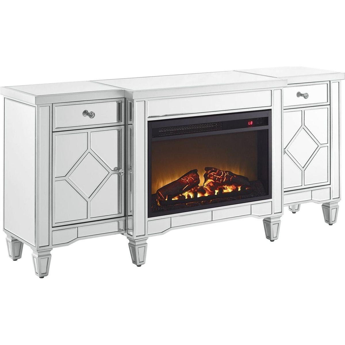 W 57" X D 15 " X H 25.6" Flash silver combination TV fireplace cabinet