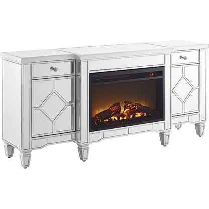 W 57" X D 15 " X H 25.6" Flash silver combination TV fireplace cabinet