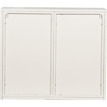 27.56"Glass Doors Modern Two-door Wall Cabinet with Featuring Three-tier Storage for Entryway Living Room Bathroom Dining Room,White