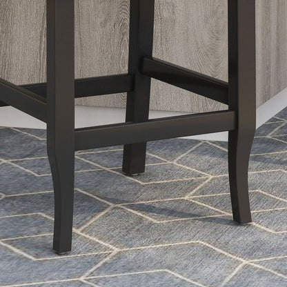 Vienna Contemporary Fabric Tufted Wingback 27 Inch Counter Stools, Set of 2, Charcoal and Dark Brown