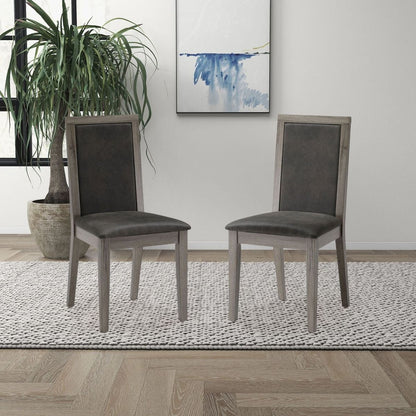 Dining Chairs Set of 2 Wood Dining Room Chair with MDF + sponge Back, Kitchen Room Chair Side Chair, Light grey Base with Grey Cushion