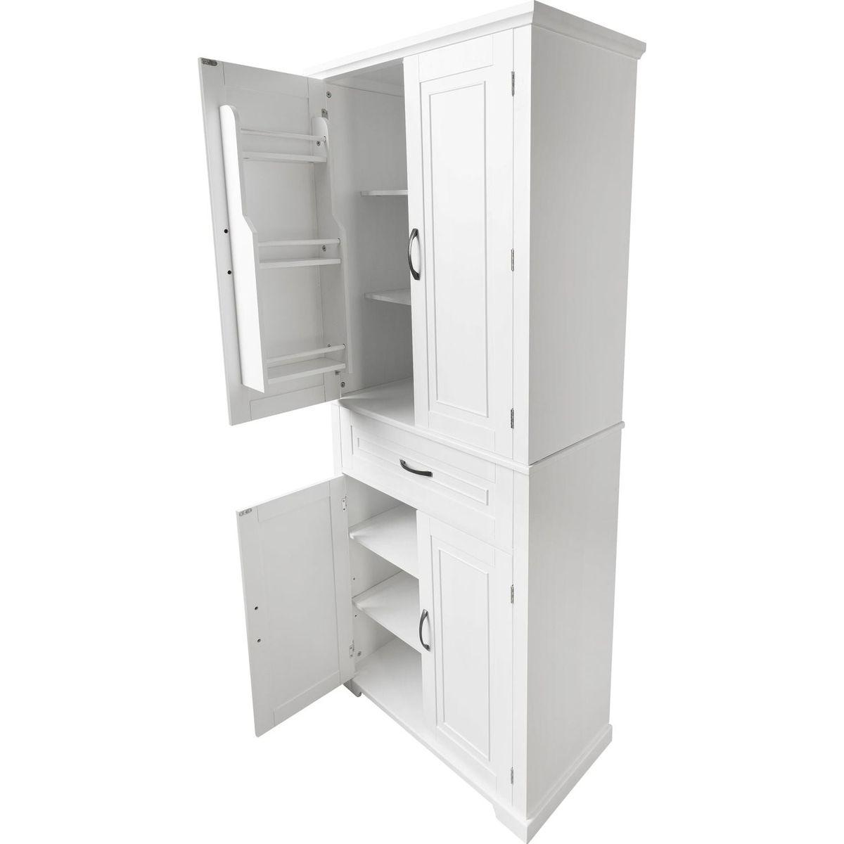 Bathroom Storage Cabinet with Doors and Drawer, Multiple Storage Space, Adjustable Shelf, White
