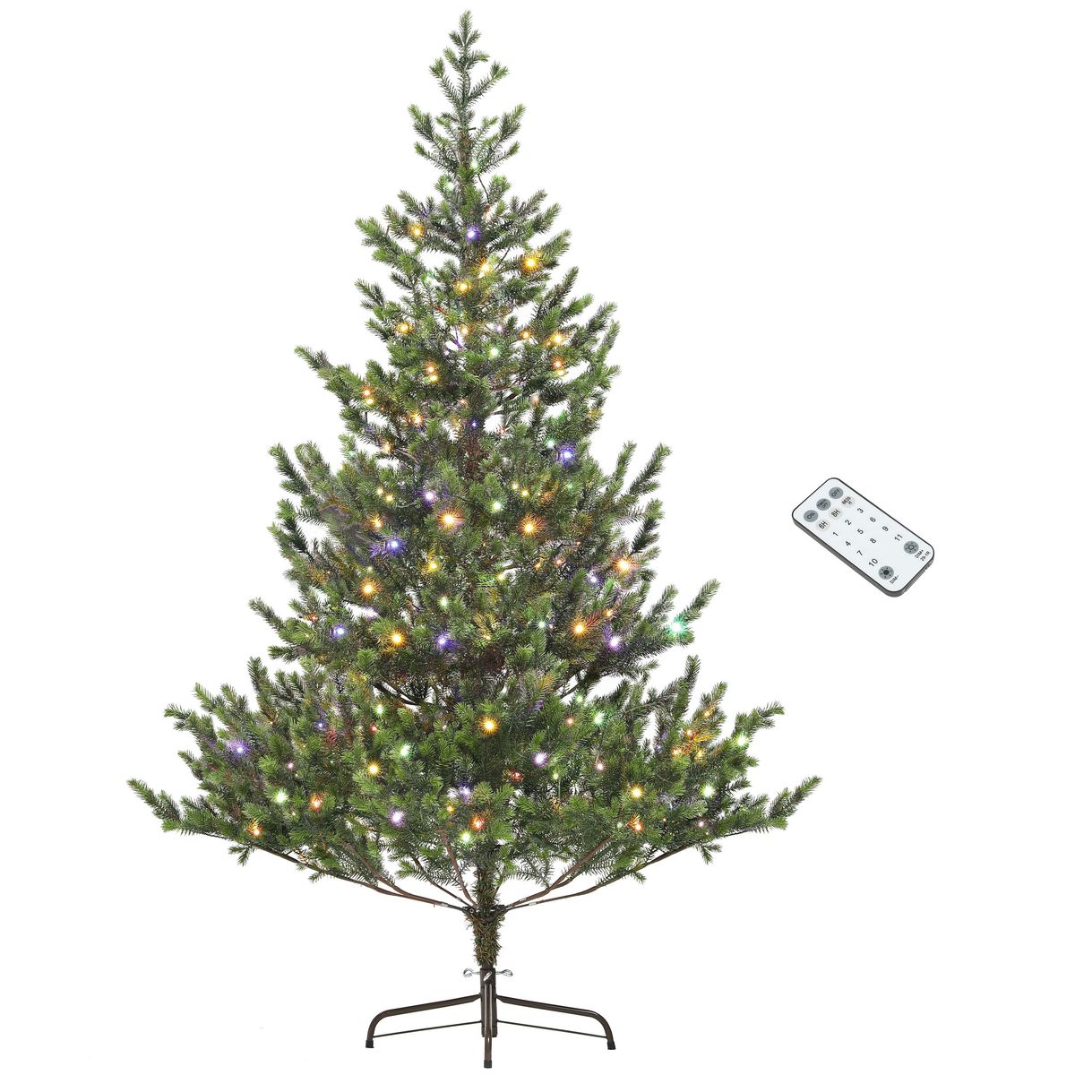 HOMCOM 6ft Artificial Prelit Christmas Tree, Sparse Realistic Cedar Tree with Dual Color LED Lights and 1933 Tips, Easy Assembly, Hinged Xmas Tree for Home Office Holiday, Green