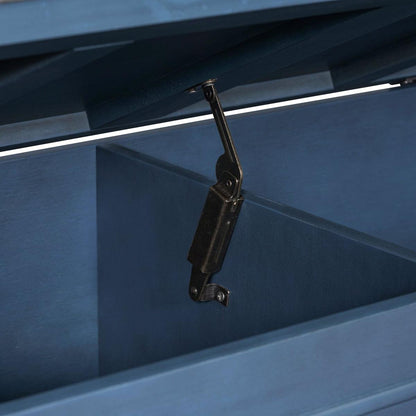 Rustic Style Solid wood Entryway Multifunctional Storage Bench with Safety Hinge (Antique Navy+ Beige)