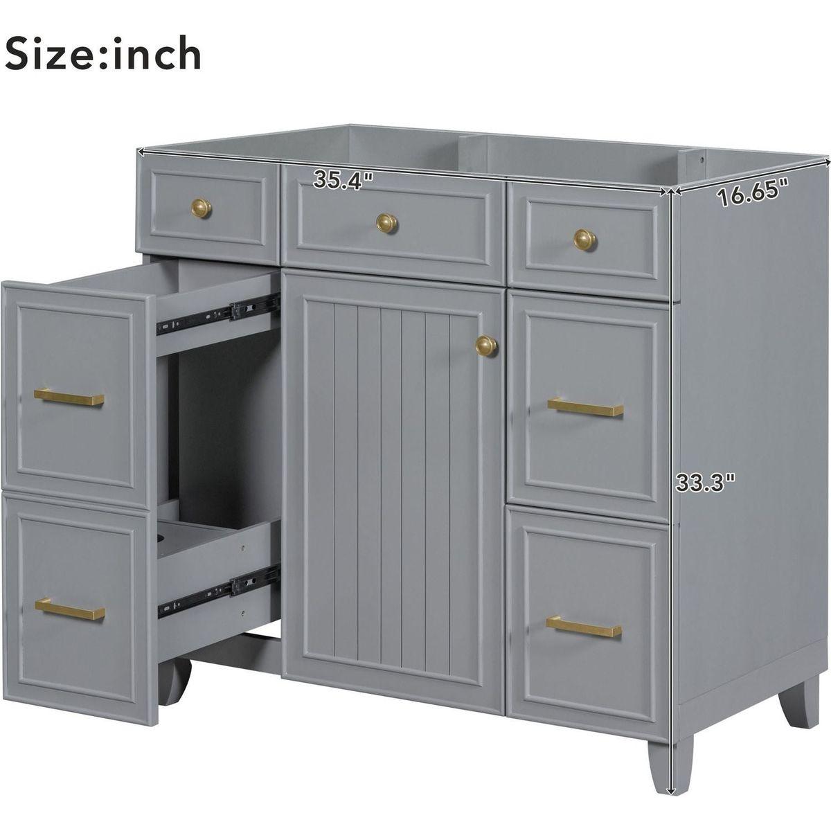 [Cabinet Only] 36" Bathroom Vanity-Gray(Sink not included)