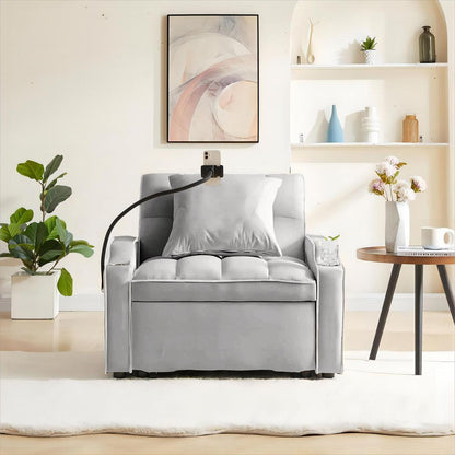 Convertible Sleeper Chair Sofa Bed Adjustable Pull Out Sleeper Chair Bed Multi-Pockets Folding Sofa Bed for Living Room Bedroom Small Space,3-in-1 Sofa Bed