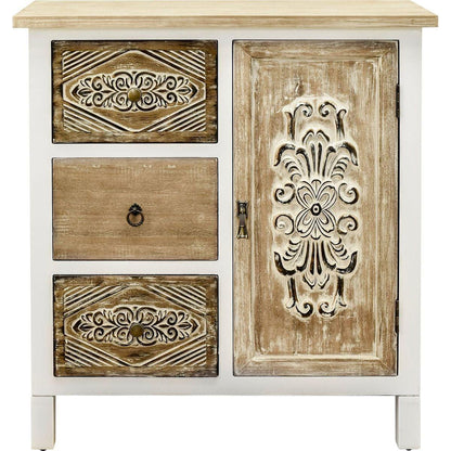 Hand-Carved Accent Cabinet with Vintage Charm - Versatile Storage and Distinctive Design - Fully Assembled