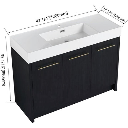 48 Inch Freestanding Bathroom Vanity with Resin Sink, With Soft Closing Door, KD-Package