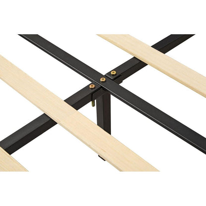 Queen Size Velvet Bed Frame/Vertical Channel Tufted Wingback Headboard/Upholstered Platform Bed/Strong Wooden Slats/No Box Spring Needed/Easy AssemblyRoyal blue