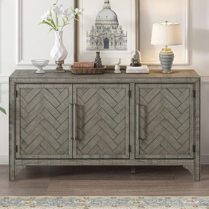 Designed Storage Cabinet Sideboard with MDF+Pine veneer, Adjustable Shelves, Suitable for Living Rooms, Entrance and Study Rooms.
