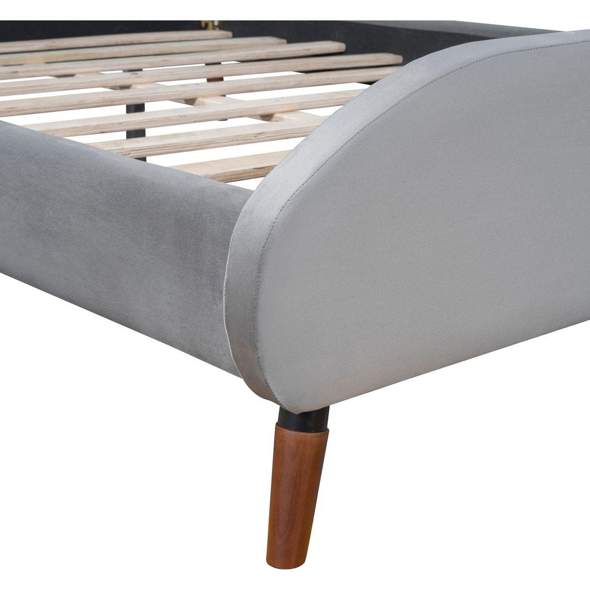 Full Size Upholstered Platform Bed with Koala-Shaped Headboard, Gray