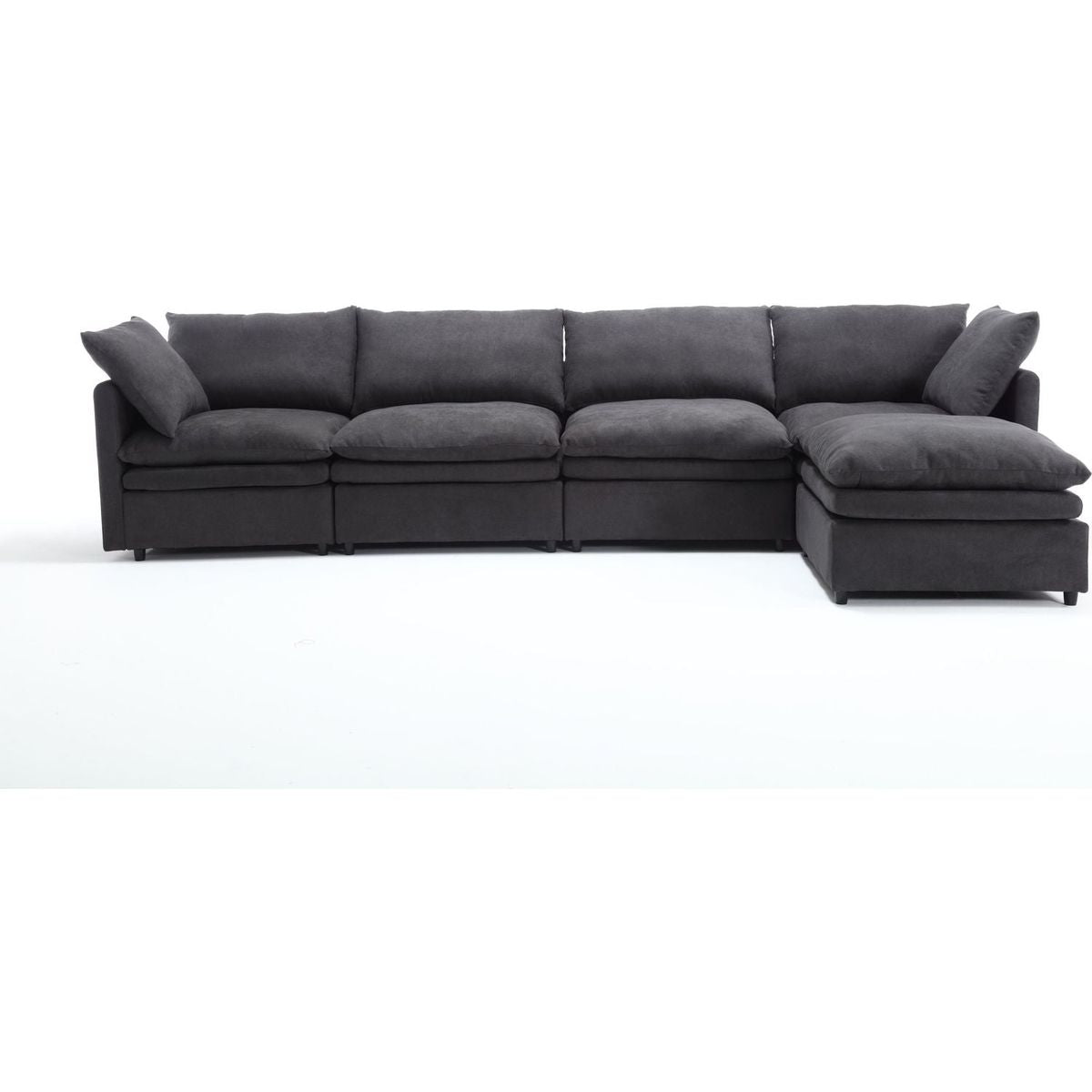 Modern U-shaped Sectional Sofa, 5-seat Upholstered Sofa Furniture,Sleeper Sofa Couch with Chaise Lounge for Living Room,Apartment,Dark Gray,Polyester