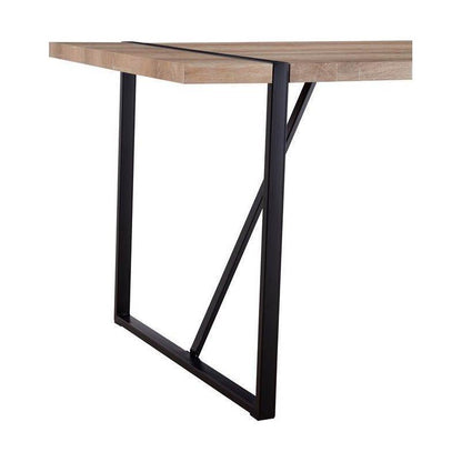 55"Rustic Industrial Rectangular MDF Wood Colour Dining Table For 4-6 Person, With 1.5" Thick Engineered Wood Tabletop and Black Metal Legs, For writing DeskKitchen terrace Dining Living Room