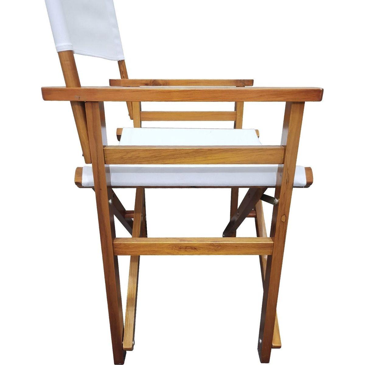 Folding Chair Wooden Director Chair Canvas Folding Chair Folding Chair 2pcs/set populus + Canvas (Color : White)