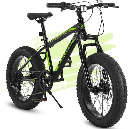 Kids Bike 20 Inch Wheels, 4" Wide Fat Tire Snow Mountain Bike Ages 8-12 Year Old, Steel Frame, 7 Speed Teenager Children Kids' Bicycles