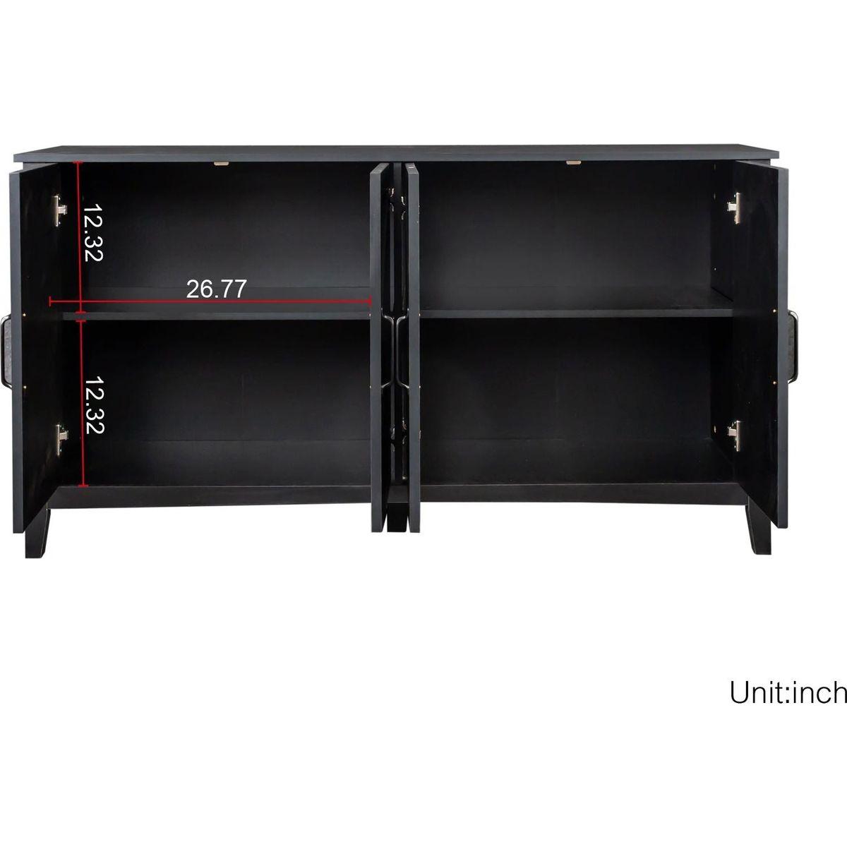 Cabinet with 4 Doors and 4 open shelgves,Freestanding Sideboard Storage Cabinet Entryway Floor Cabinet for Living Room Office Bedroom