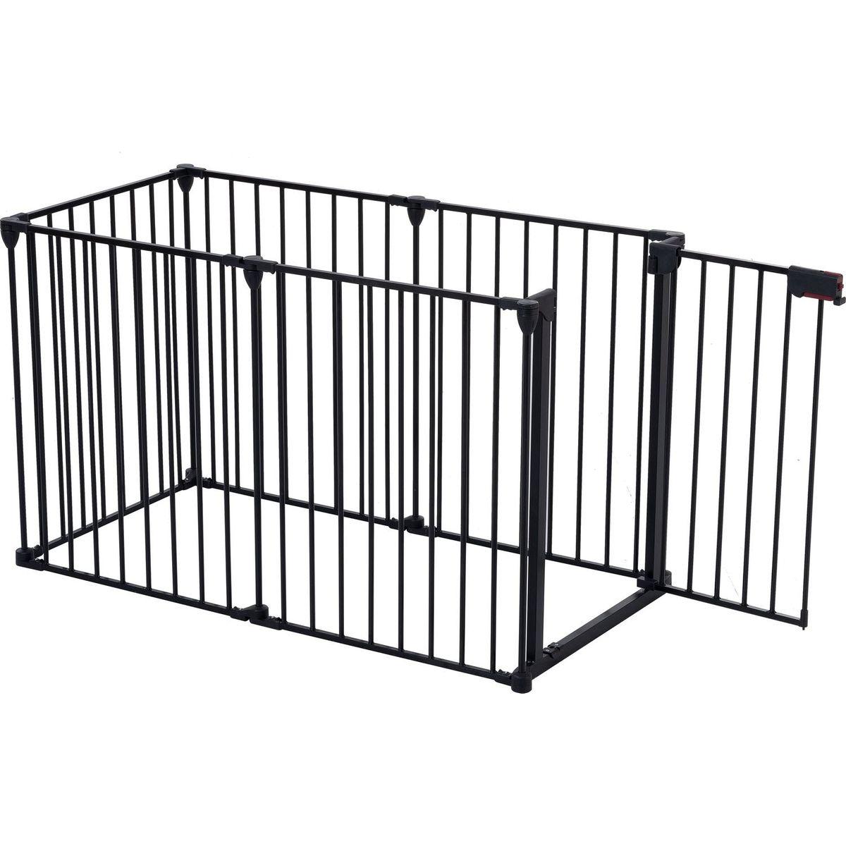 150" Adjustable Safety Gate 6 Panels Play Yard Metal Doorways Fireplace Fence Christmas Tree Fence Gate for House Stairs Gate prohibited area fence