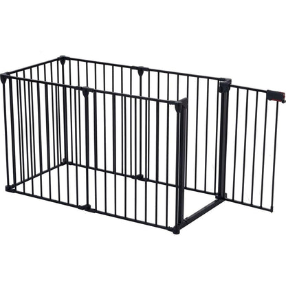 150" Adjustable Safety Gate 6 Panels Play Yard Metal Doorways Fireplace Fence Christmas Tree Fence Gate for House Stairs Gate prohibited area fence