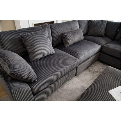 {NEW ARRIVAL} Oversized Modular Sectional Sofa Couches Set,Corduroy Upholstered Deep Seat Comfy Sofa for Living Room,Dark Gray