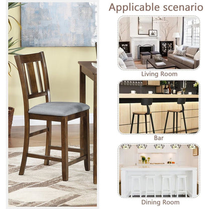Dining Room Furniture Counter Height Chairs Set for 4, Kitchen Chair with Padded Seat, Walnut