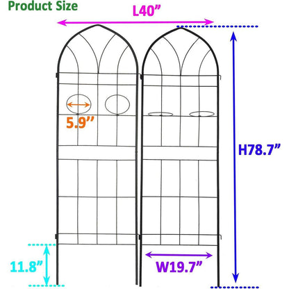 2 Pack Metal Garden Trellis 78.7" x 19.7" Rustproof Trellis for Climbing Plants Outdoor Flower Support Black