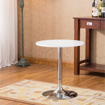 Adjustable Wood and Metal Bar Table in White - Streamdale Furniture