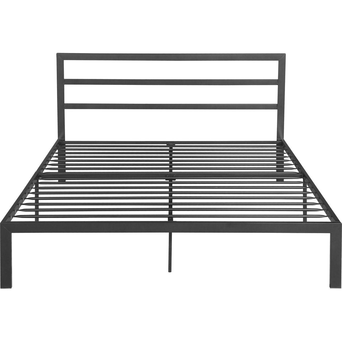 Queen Size Metal Bed Frame with Headboard Charcoal Grey