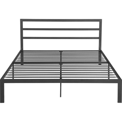 Queen Size Metal Bed Frame with Headboard Charcoal Grey