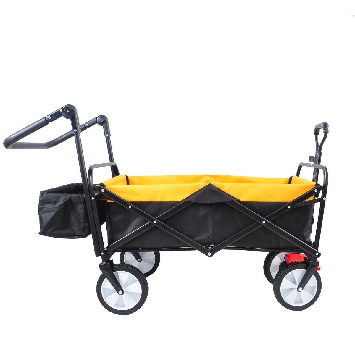 folding wagon Collapsible Outdoor Utility Wagon, Heavy Duty Folding Garden Portable Hand Cart, Drink Holder, Adjustable Handles