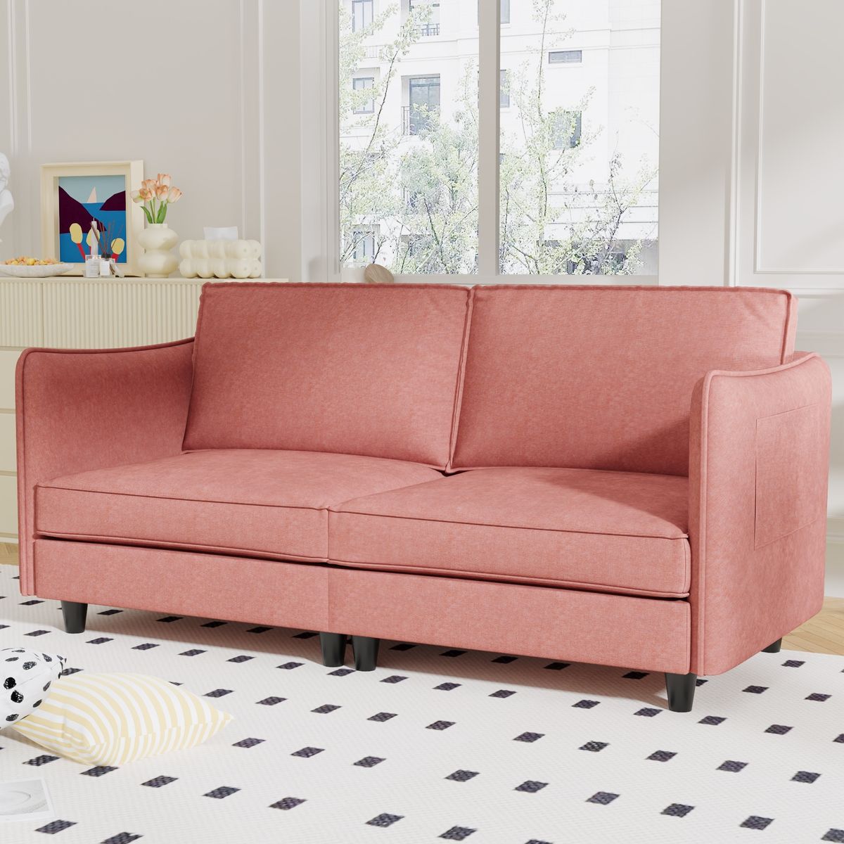 74.27'' Loveseat Sofa, 2 Seater Comfy Couch,Mid Century Modern Designed for Small Spaces, Apartment, Bedroom, Dorm, Office